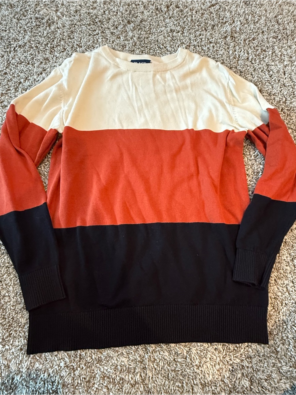 Place Crewneck Sweater in Cream, Rust & Black